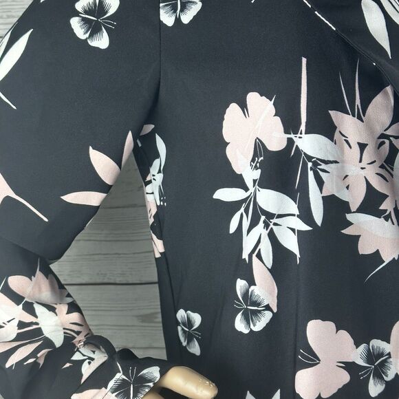 Roz & Ali Long Jacket Blouse Floral Butterfly Print Open Front - Picture 5 of 12